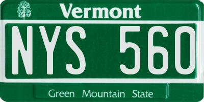 VT license plate NYS560
