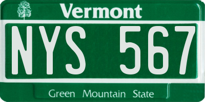 VT license plate NYS567