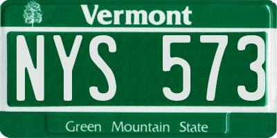 VT license plate NYS573