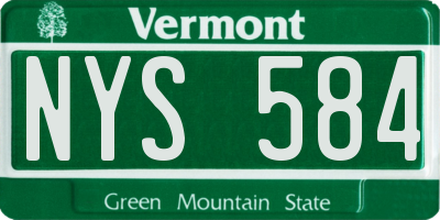 VT license plate NYS584