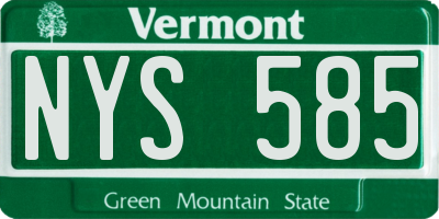 VT license plate NYS585