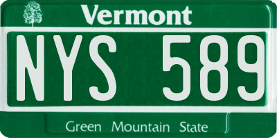 VT license plate NYS589