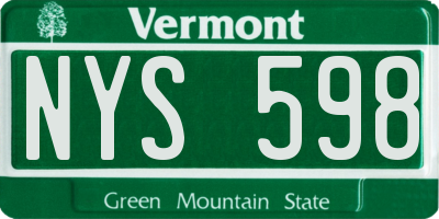VT license plate NYS598