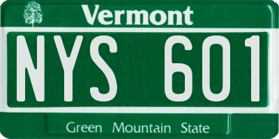 VT license plate NYS601