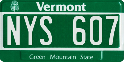 VT license plate NYS607