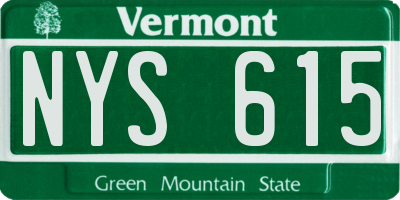 VT license plate NYS615