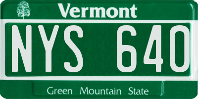 VT license plate NYS640