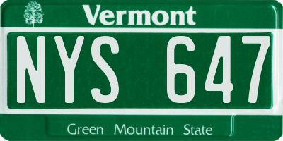 VT license plate NYS647