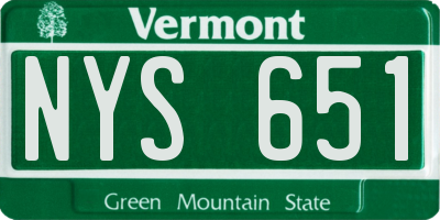 VT license plate NYS651