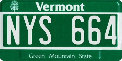 VT license plate NYS664