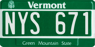 VT license plate NYS671