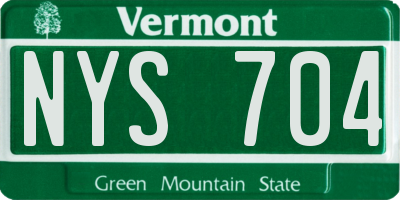VT license plate NYS704