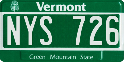 VT license plate NYS726