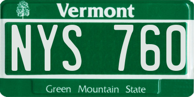 VT license plate NYS760