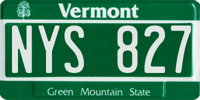 VT license plate NYS827