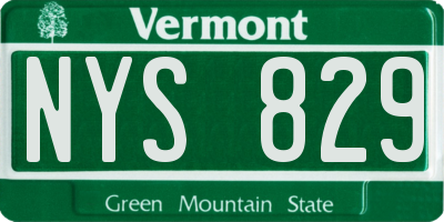 VT license plate NYS829