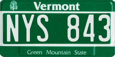 VT license plate NYS843
