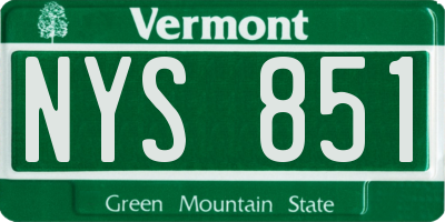 VT license plate NYS851