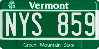 VT license plate NYS859