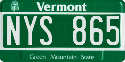 VT license plate NYS865