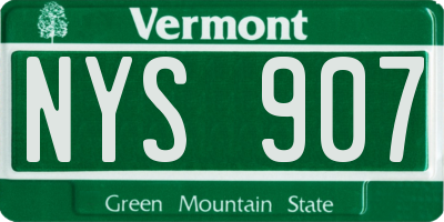 VT license plate NYS907