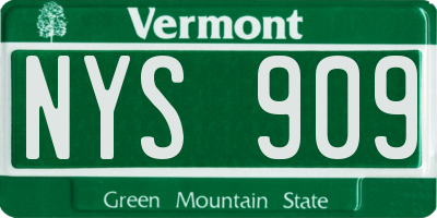 VT license plate NYS909