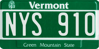 VT license plate NYS910