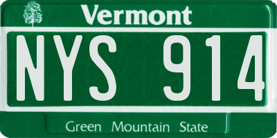 VT license plate NYS914