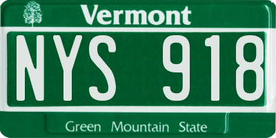 VT license plate NYS918