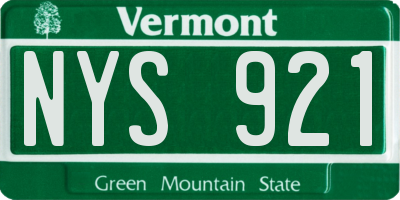 VT license plate NYS921