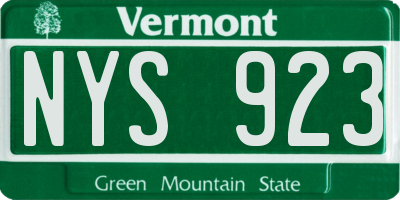 VT license plate NYS923