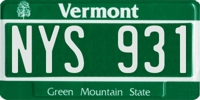 VT license plate NYS931