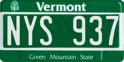 VT license plate NYS937