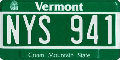 VT license plate NYS941
