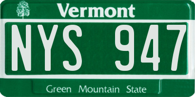 VT license plate NYS947