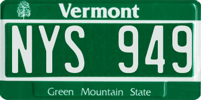VT license plate NYS949
