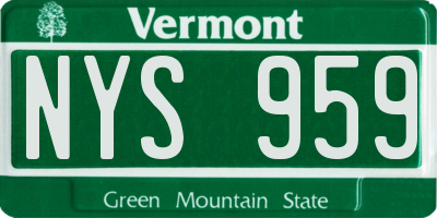 VT license plate NYS959