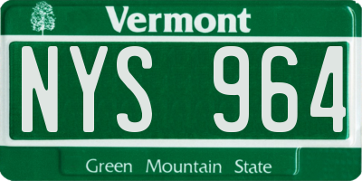VT license plate NYS964