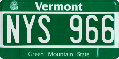VT license plate NYS966