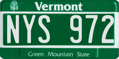 VT license plate NYS972