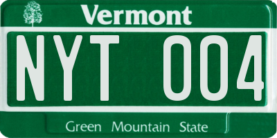 VT license plate NYT004