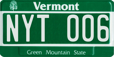VT license plate NYT006