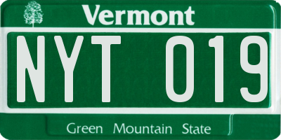 VT license plate NYT019