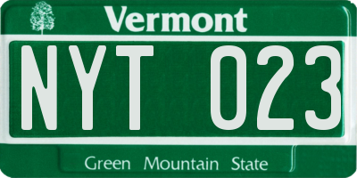 VT license plate NYT023
