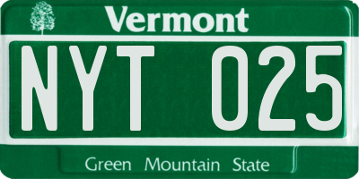 VT license plate NYT025