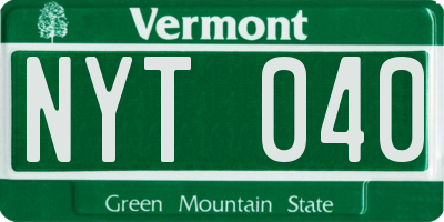 VT license plate NYT040