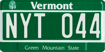 VT license plate NYT044