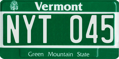 VT license plate NYT045