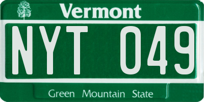 VT license plate NYT049