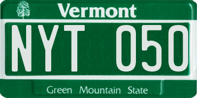 VT license plate NYT050